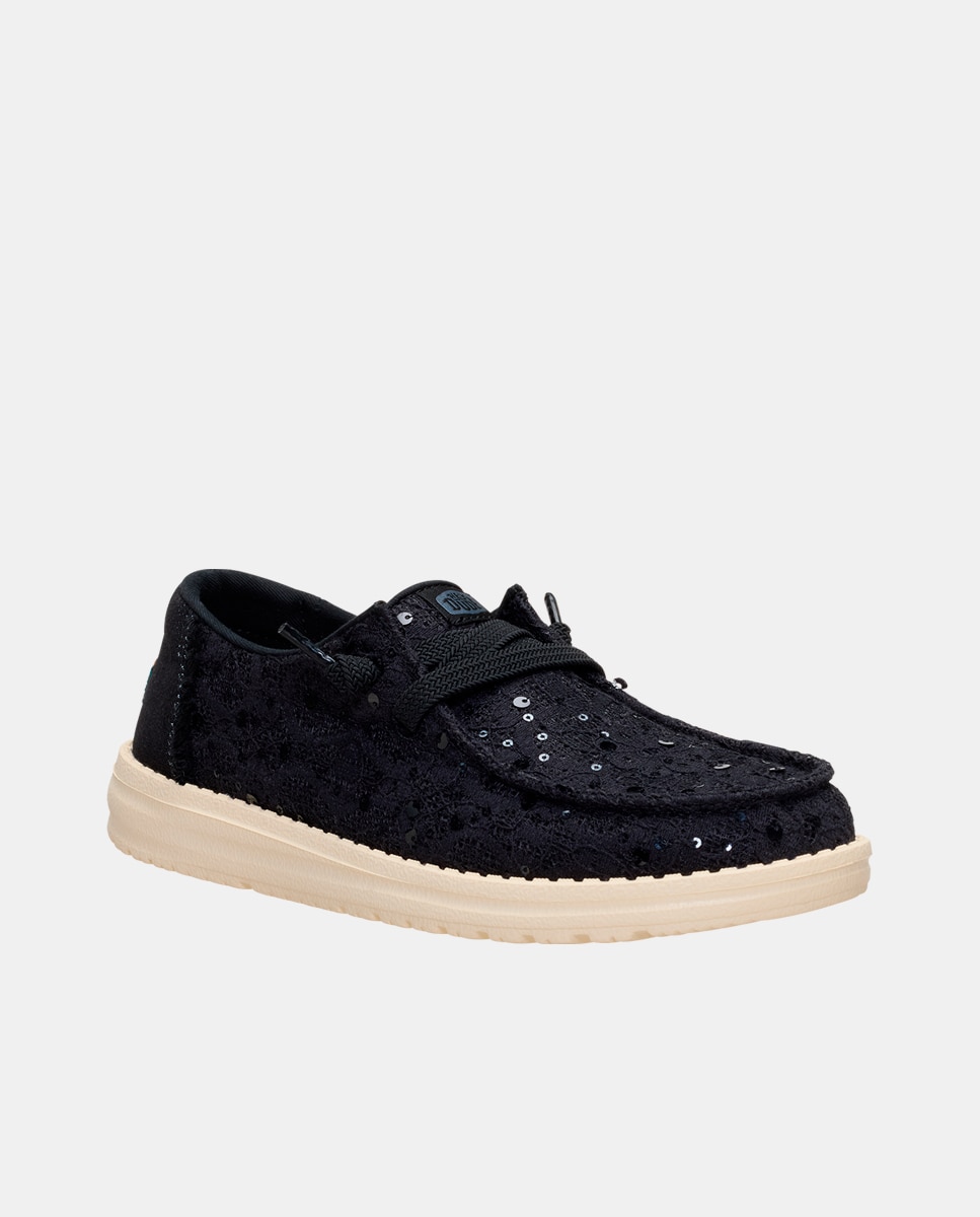 Zapatos de cordones de mujer en lentejuelas - HeyDude - Negro Negro-2