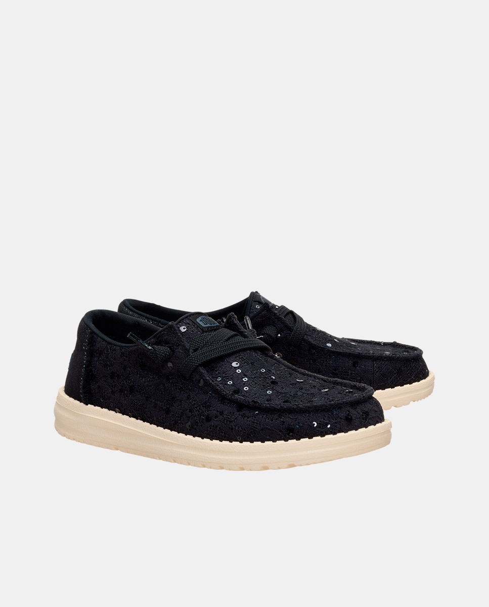 Zapatos de cordones de mujer en lentejuelas - HeyDude - Negro Negro-4