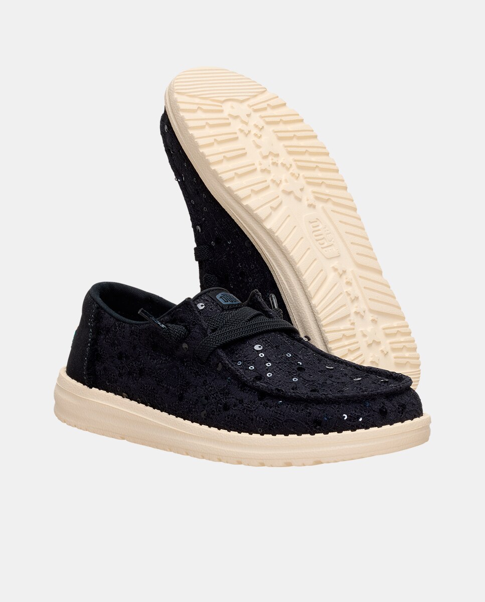 Zapatos de cordones de mujer en lentejuelas - HeyDude - Negro Negro-5