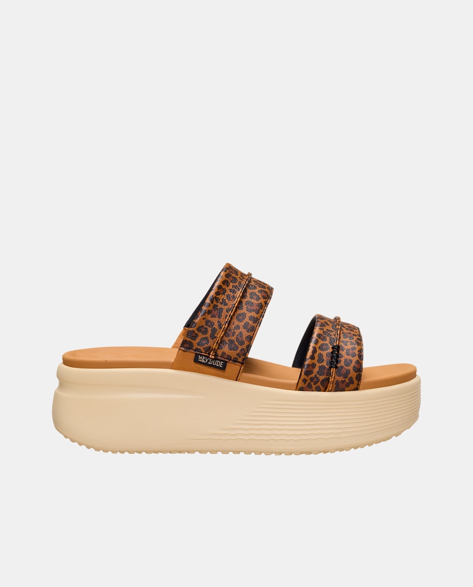 Sandalias planas de mujer con plataforma - HeyDude - Marrón Marrón-1