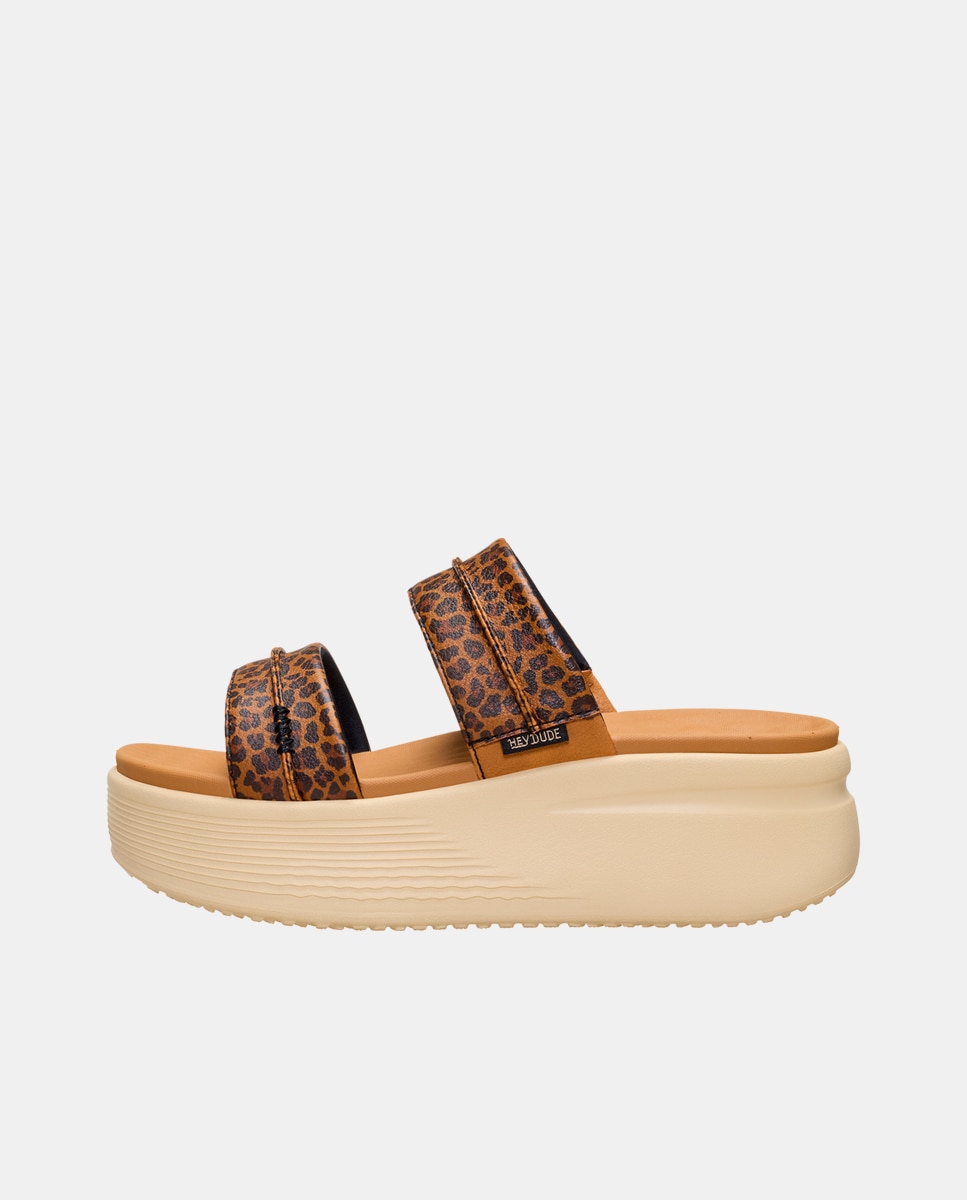 Sandalias planas de mujer con plataforma - HeyDude - Marrón Marrón-3