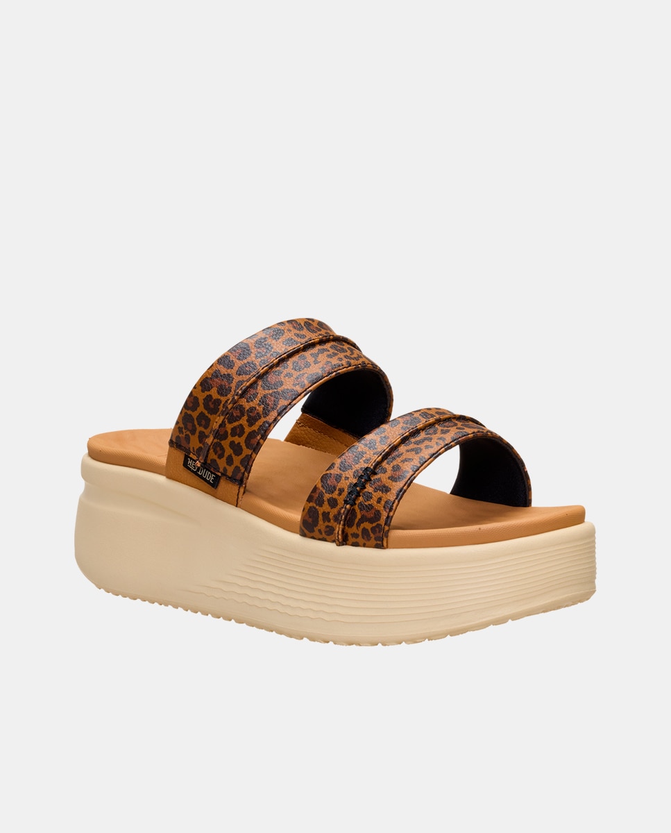 Sandalias planas de mujer con plataforma - HeyDude - Marrón Marrón-2
