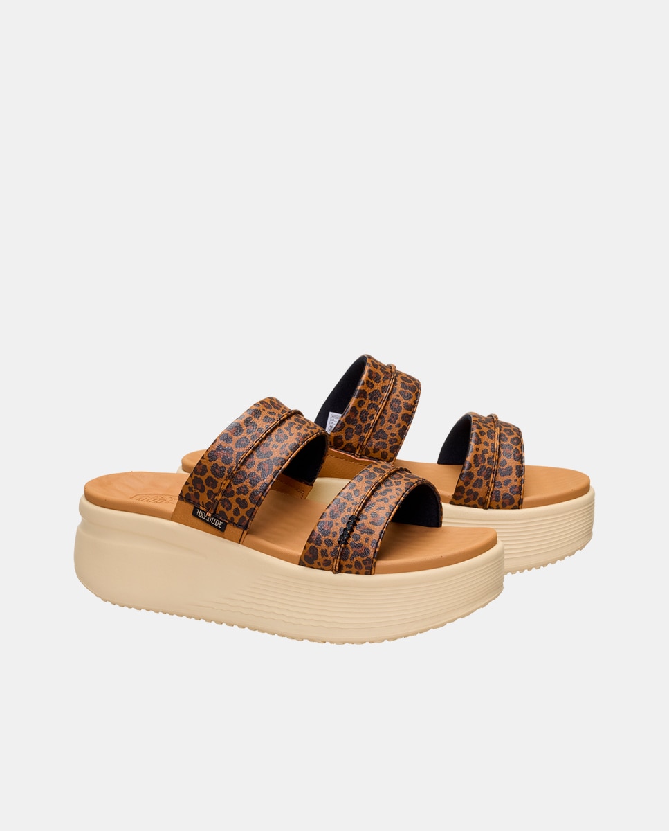 Sandalias planas de mujer con plataforma - HeyDude - Marrón Marrón-4