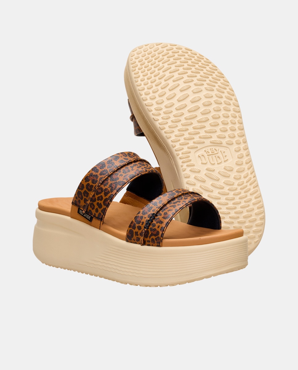 Sandalias planas de mujer con plataforma - HeyDude - Marrón Marrón-5