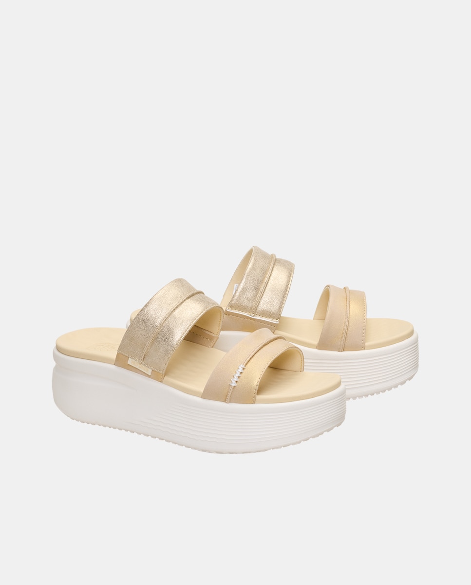 Sandalias planas de mujer con plataforma - HeyDude - Dorado Dorado-4