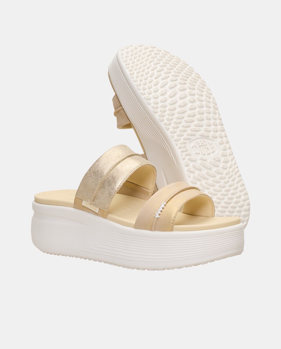 Sandalias planas de mujer con plataforma - HeyDude - Dorado Dorado-5