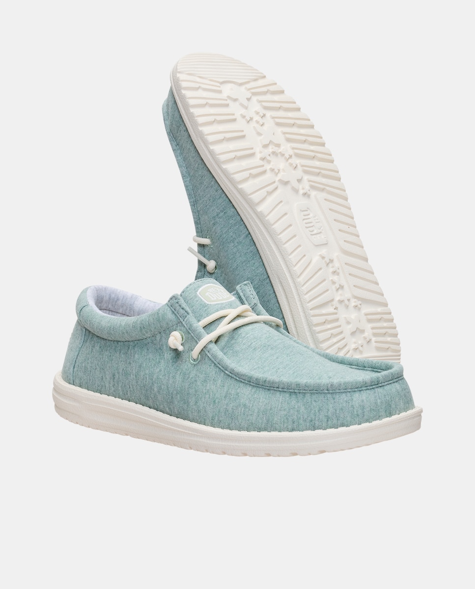 Zapatos de cordones de hombre en malla elástica - HeyDude - Verde Agua Verde Agua-5