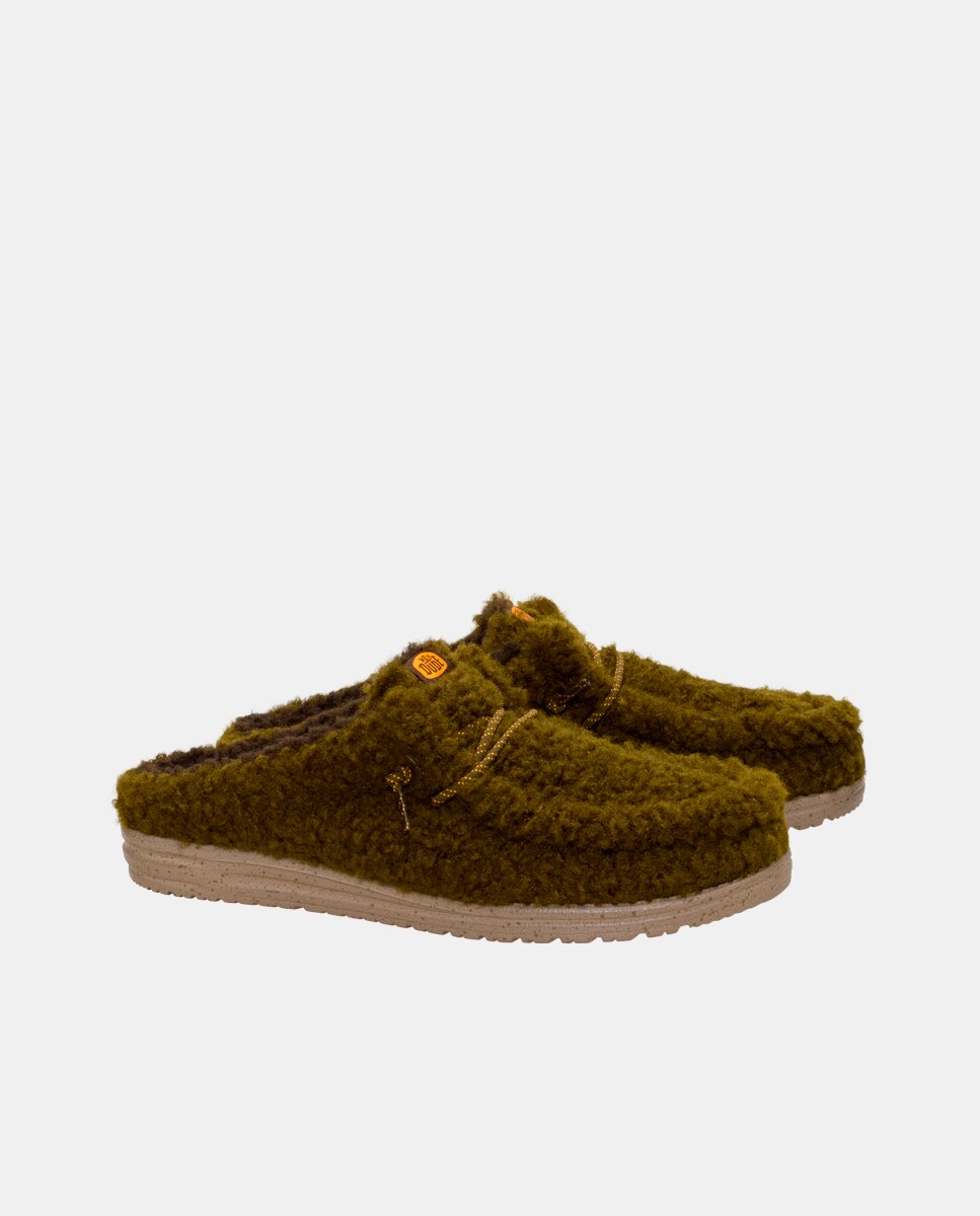 Imagen 4 de Zuecos de hombre con forro de borreguito - HeyDude - Verde Oliva Verde Oliva