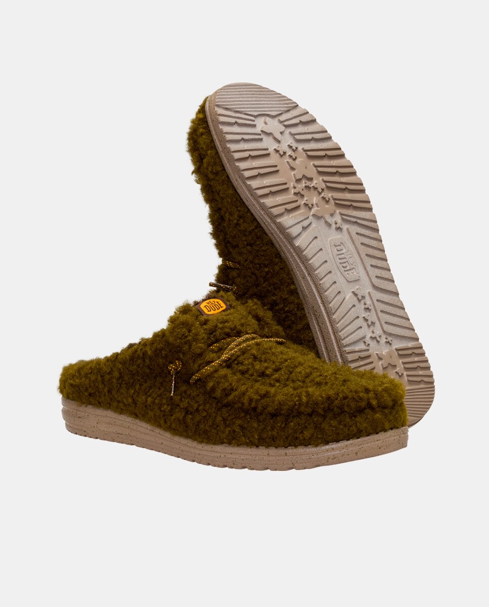 Imagen 5 de Zuecos de hombre con forro de borreguito - HeyDude - Verde Oliva Verde Oliva