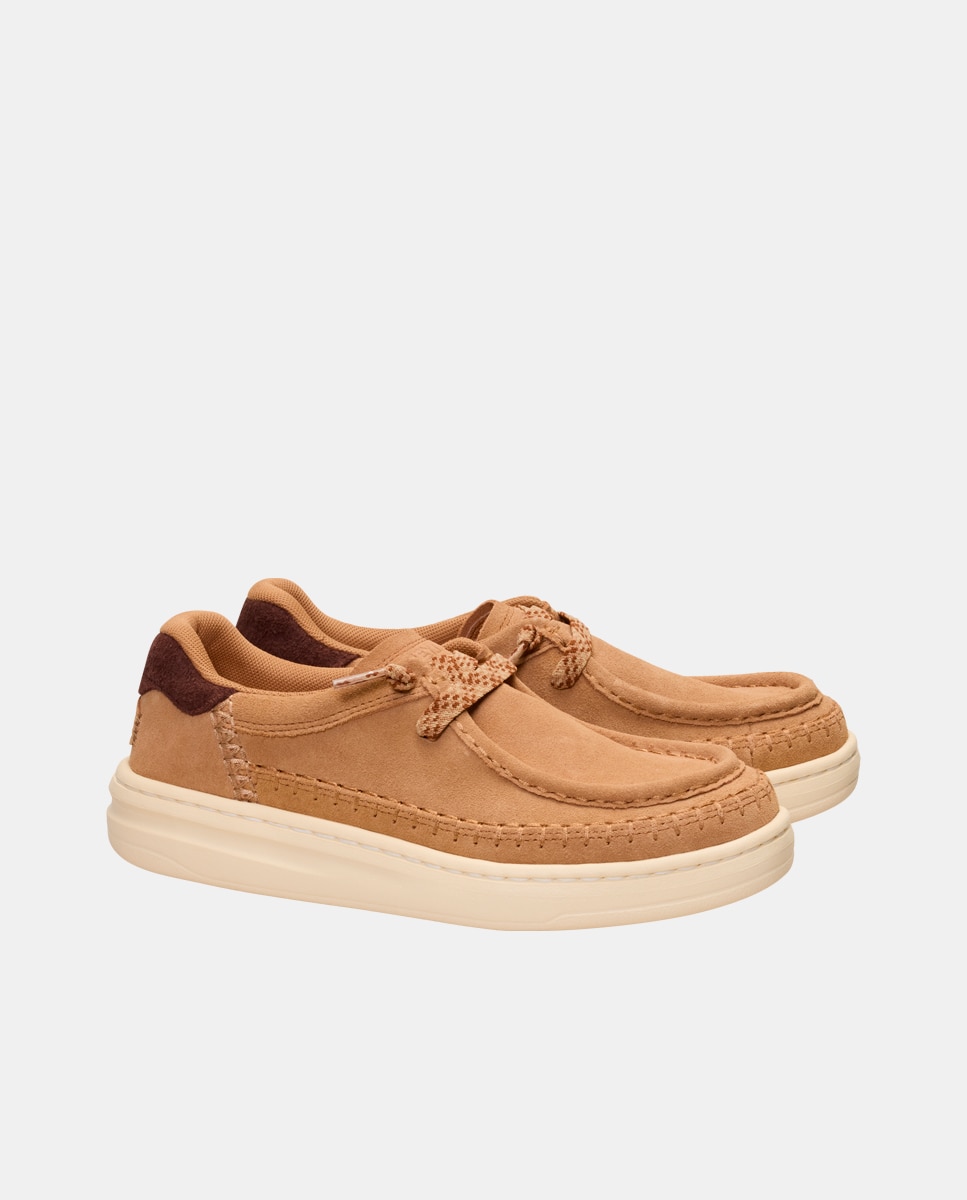 Imagen 4 de Zapatillas de ante con cordones elásticos - HeyDude - Tostado Tostado