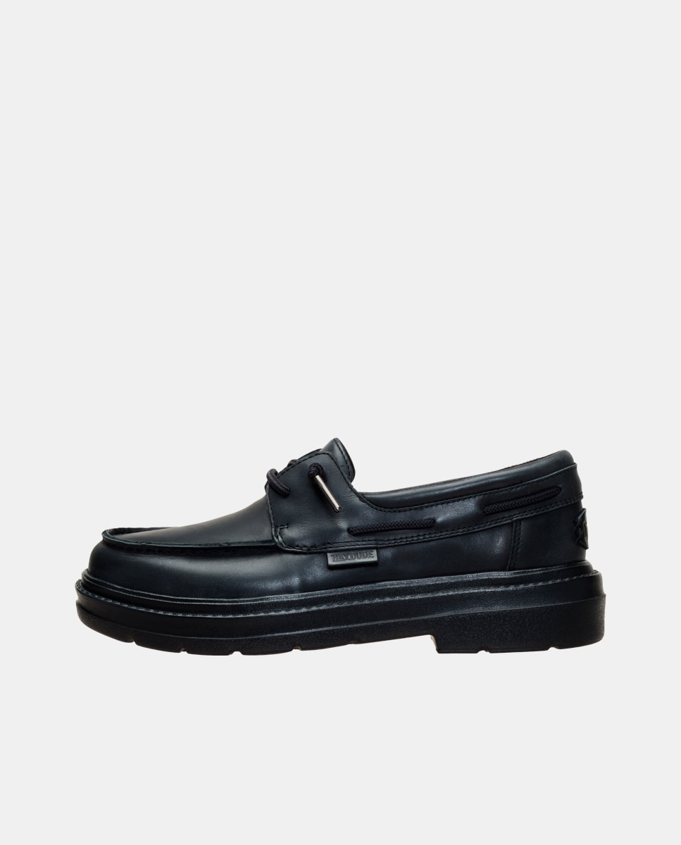 Imagen 2 de Zapato náutico de piel con cordones - HeyDude - Negro Negro