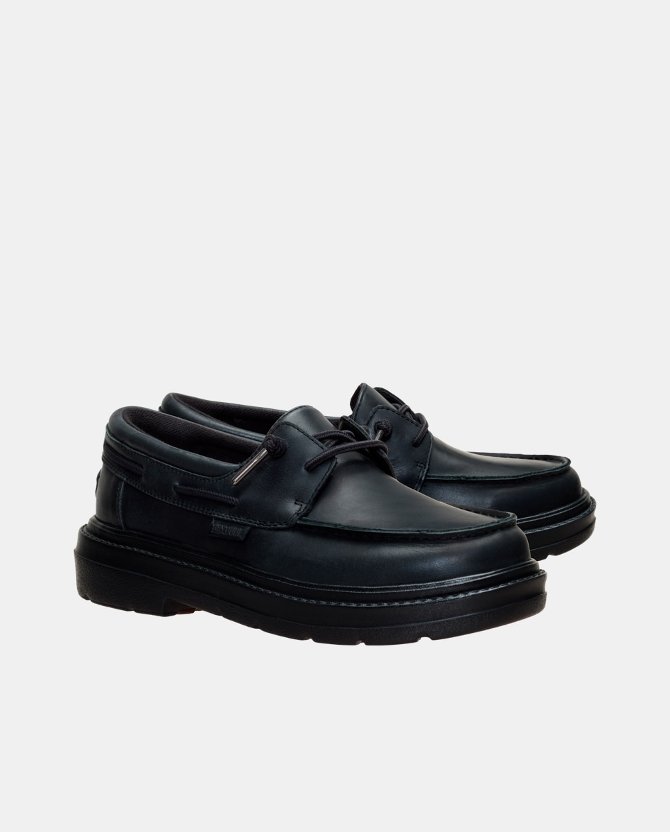 Imagen 4 de Zapato náutico de piel con cordones - HeyDude - Negro Negro