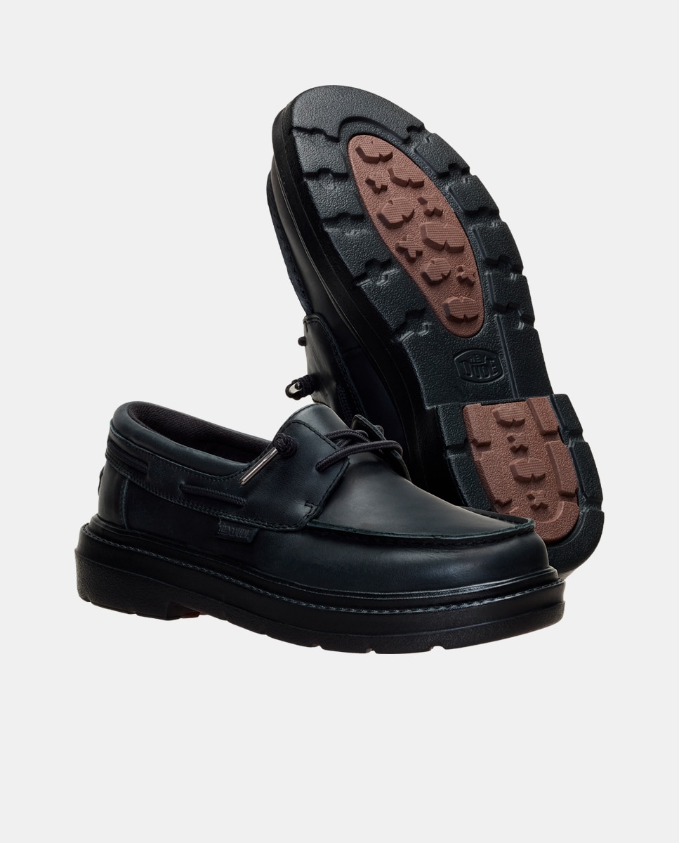 Imagen 5 de Zapato náutico de piel con cordones - HeyDude - Negro Negro