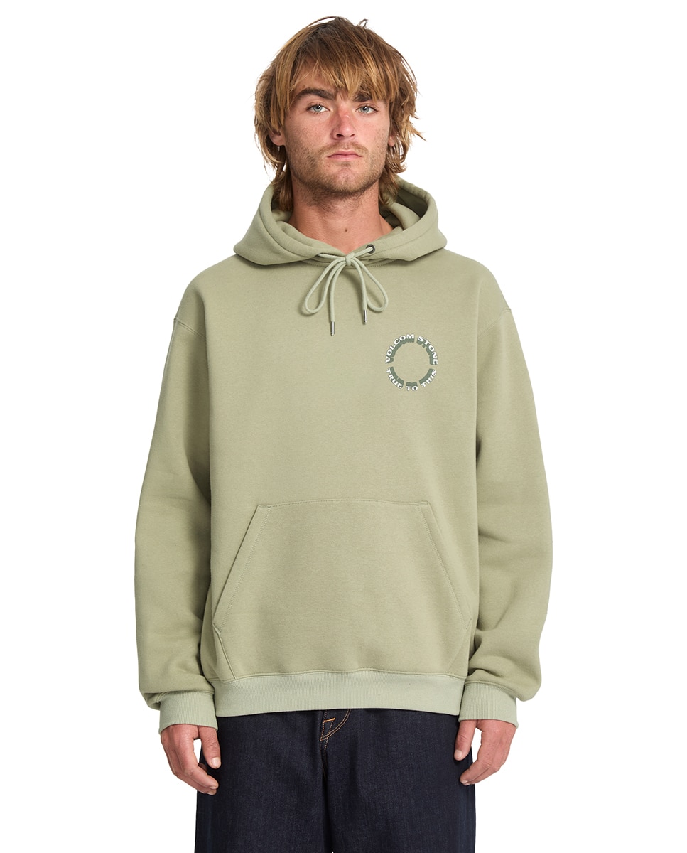 Imagen 0 de Sudadera de hombre con capucha y dibujo trasero Verde grisáceo