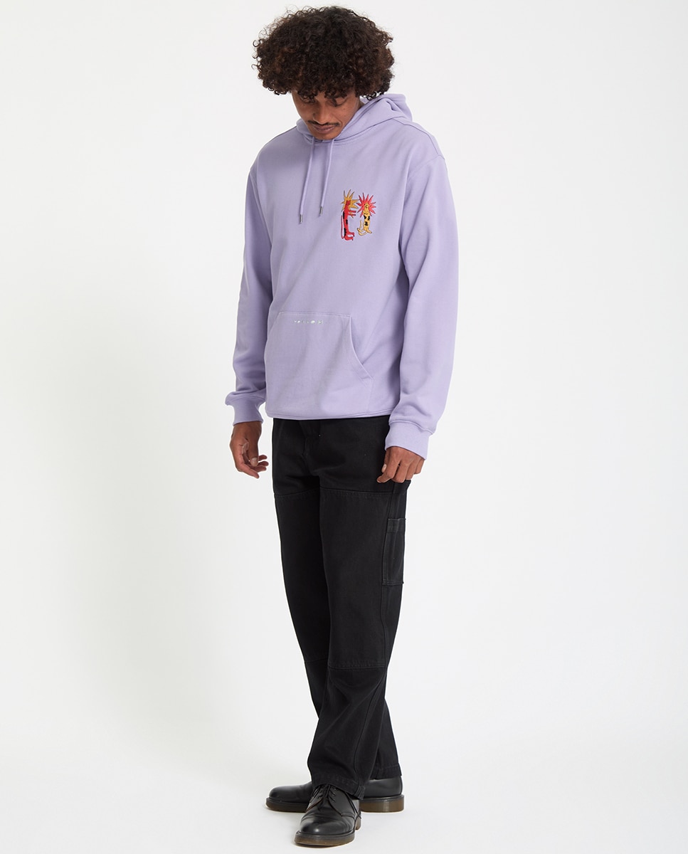 Sudadera de hombre con capucha y bolsillo canguro - Volcom - Lila / Blanco Lila / Blanco-2
