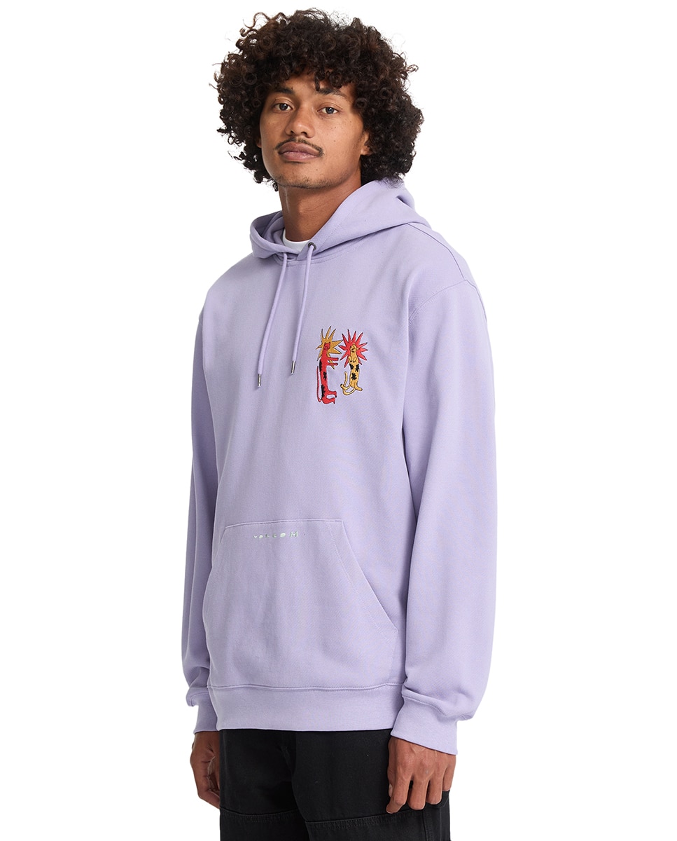 Sudadera de hombre con capucha y bolsillo canguro - Volcom - Lila / Blanco Lila / Blanco-4