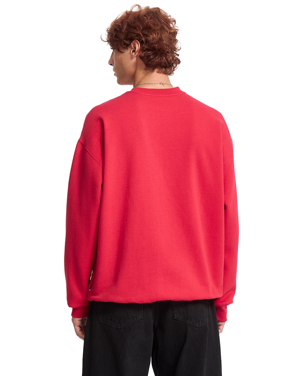 Sudadera de hombre sin capucha con dibujo frontal - Volcom - Rojo Rojo-3