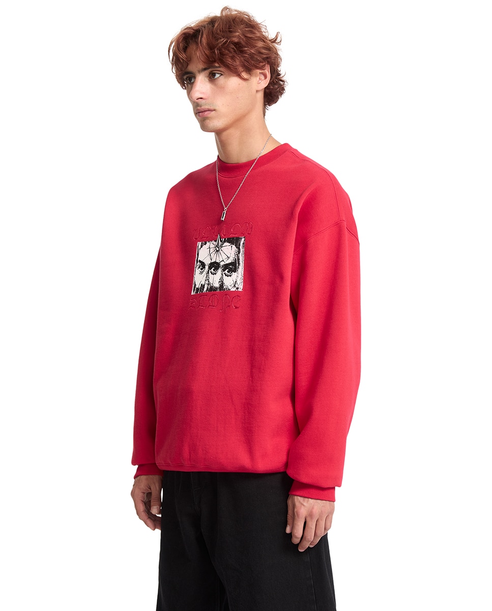 Sudadera de hombre sin capucha con dibujo frontal - Volcom - Rojo Rojo-4