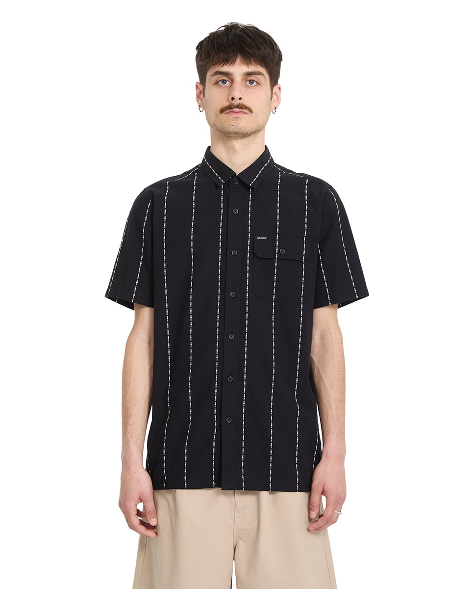 Imagen 0 de Camisa de hombre de manga corta y  corte clásico y color gris Negro