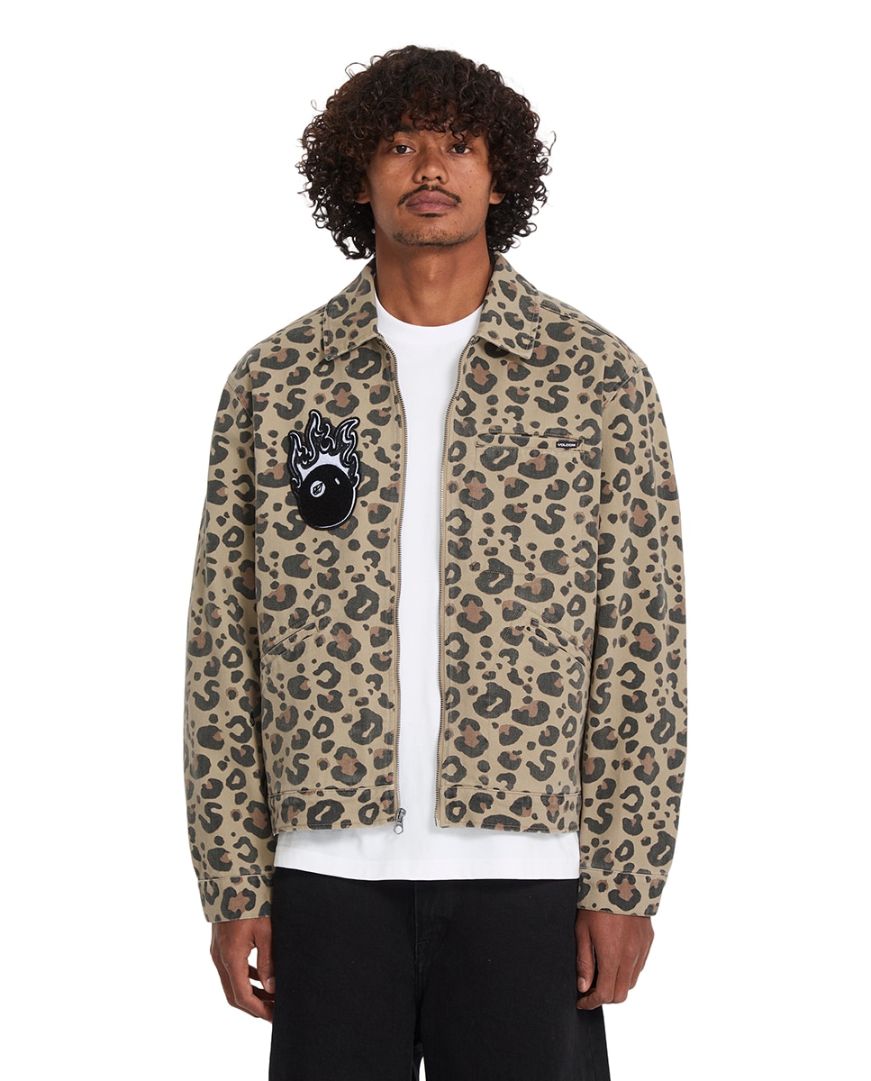 Volcom - Cazadora de hombre con cremallera y corte boxy por la cintura.