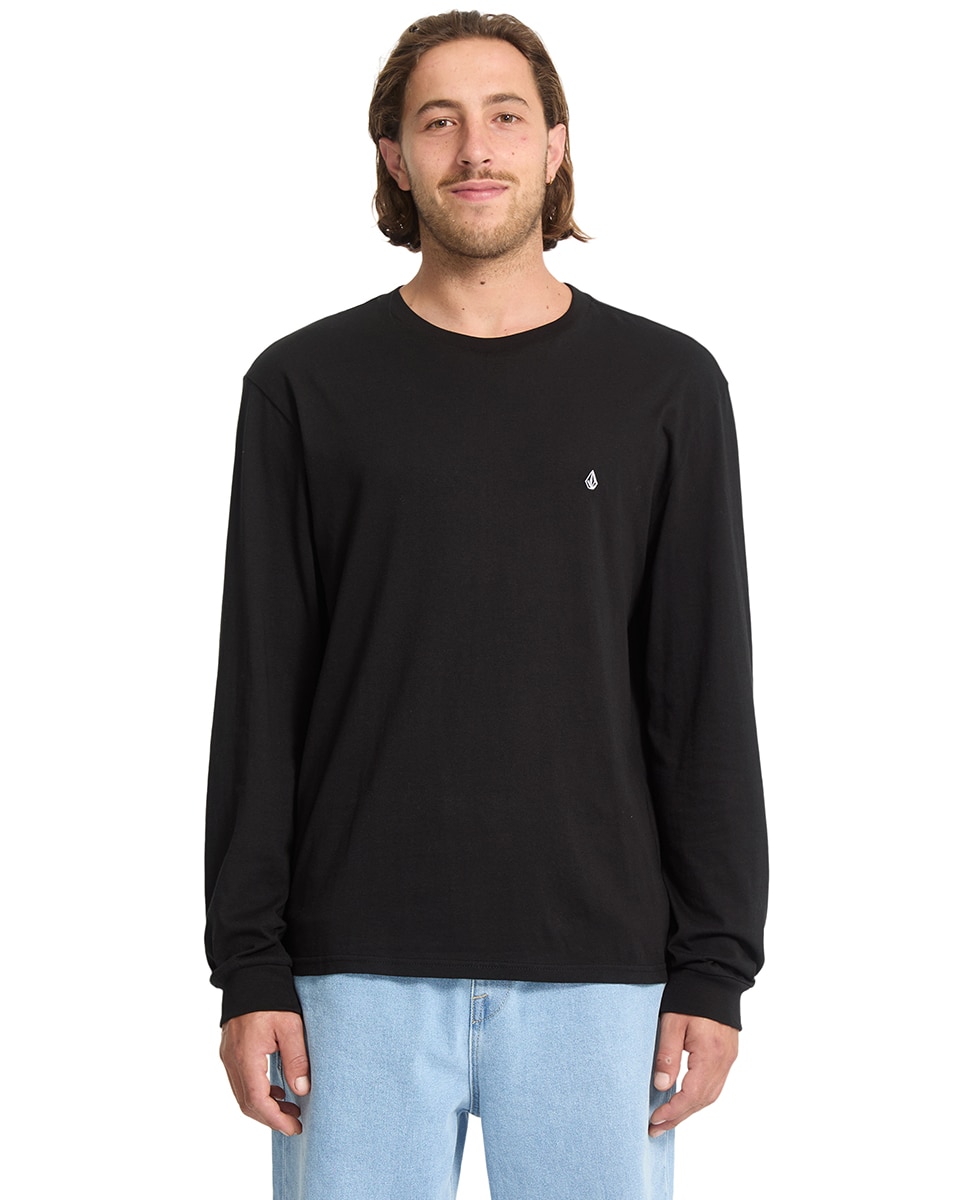 Imagen 1 de Camiseta de hombre de manga larga y cuello redondo Negro