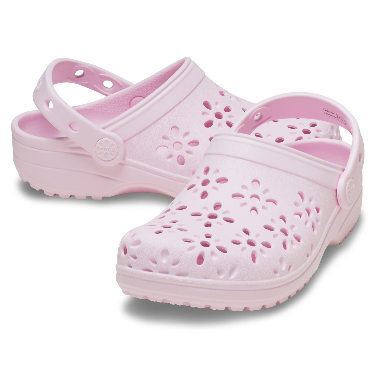 Zuecos de niños Classic Floral Cut Out Clog K Crocs - Rosa Rosa-2