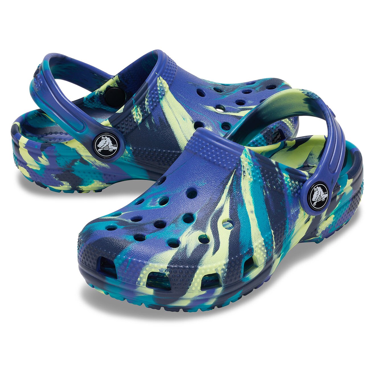 Zuecos de bebés Classic Marbled Clog Crocs - Azul Azul-2