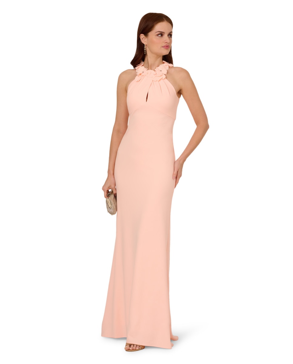 Adrianna Papell - Vestido halter con flores.