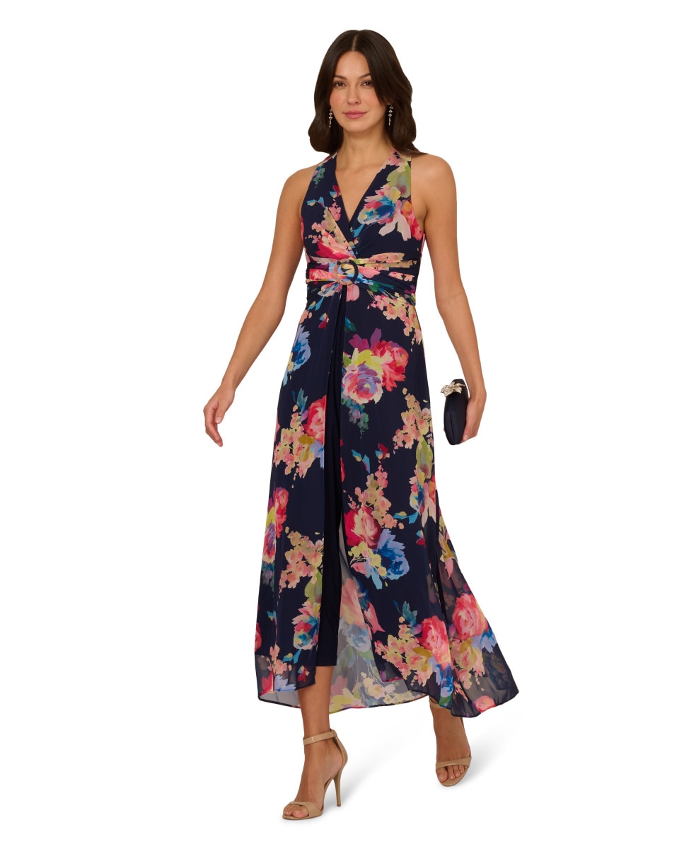 Adrianna Papell - Mono de mujer floral con escote en pico.