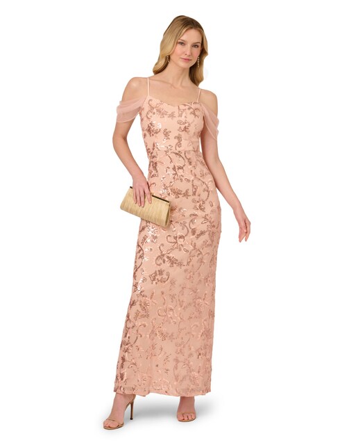 Imagen 0 de Vestido largo de tirantes con lentejuelas