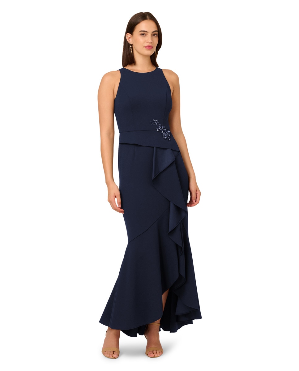 Adrianna Papell - Vestido sin mangas y volantes en la falda.