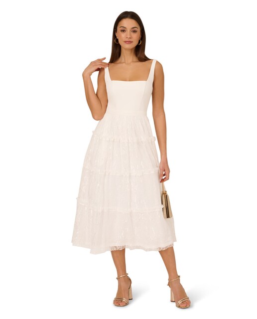 Imagen 0 de Vestido midi con falda tul y tirantes