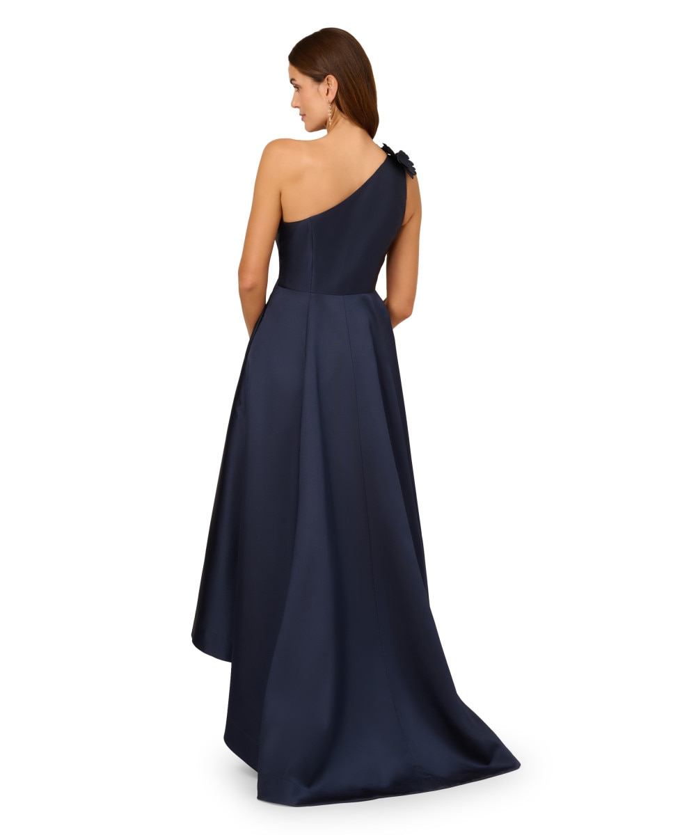 Vestido largo asimétrico mikado - Adrianna Papell - Azul oscuro Azul oscuro-2