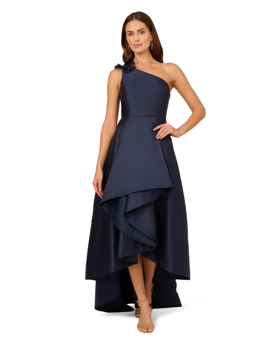Vestido largo asimétrico mikado - Adrianna Papell - Azul oscuro Azul oscuro-3