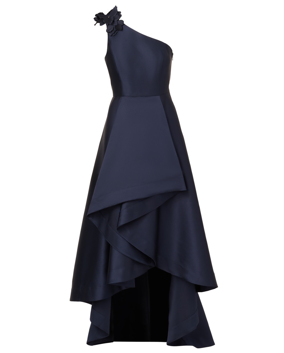 Vestido largo asimétrico mikado - Adrianna Papell - Azul oscuro Azul oscuro-5