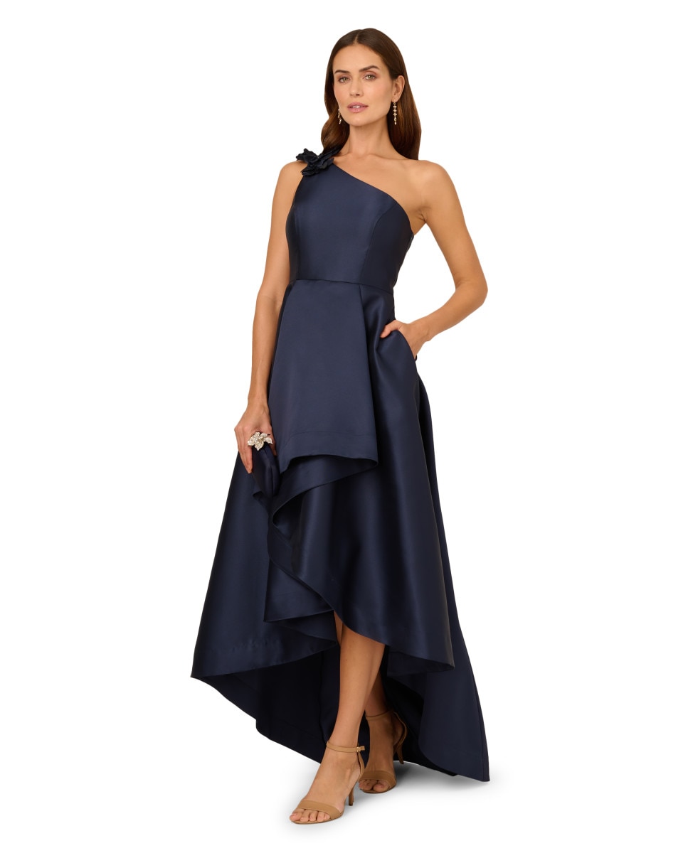 Adrianna Papell - Vestido largo asimétrico mikado.