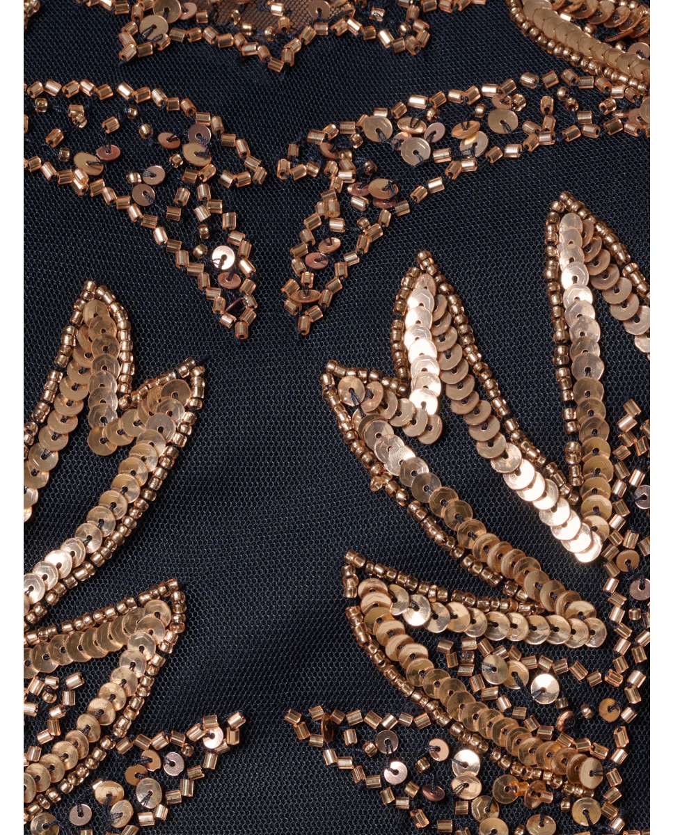 Vestido floral sin mangas con lentejuelas - Adrianna Papell - Dorado Dorado-4
