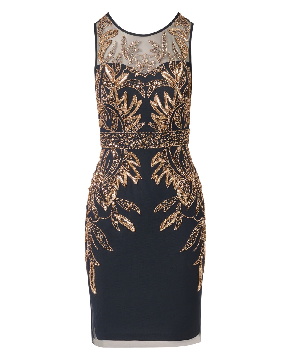 Vestido floral sin mangas con lentejuelas - Adrianna Papell - Dorado Dorado-5
