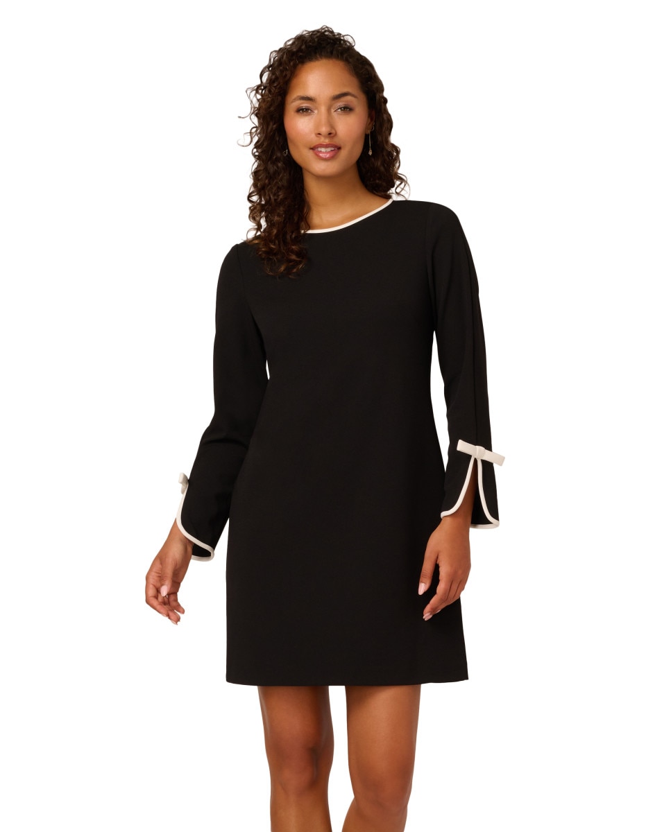 Vestido corto de manga larga - Adrianna Papell - Negro Negro-2