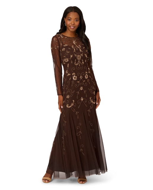 Imagen 0 de Vestido largo con pedreria y transparencias