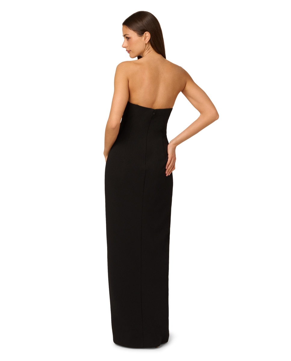 Imagen 2 de Vestido largo bicolor con escote corazón y abertura - Negro Negro