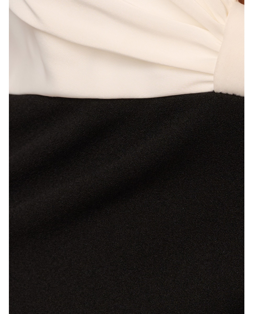 Imagen 3 de Vestido largo bicolor con escote corazón y abertura - Negro Negro