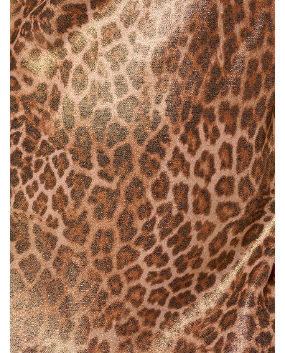 Imagen 4 de Vestido lencero satinado con estampado animal y escote drapeado - Adrianna Papell - Marrón Marrón
