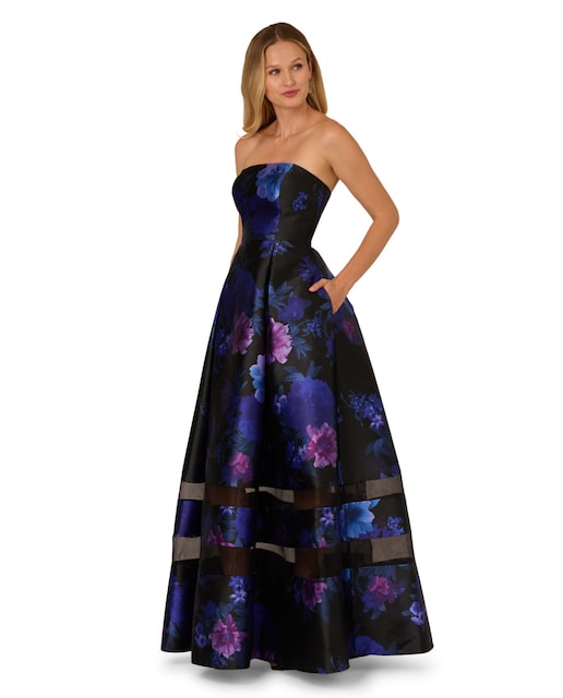 Imagen 0 de Vestido largo mikado con estampado floral