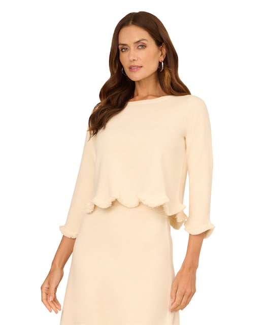 Imagen 0 de Jersey de punto de mujer con ondas en el dobladillo