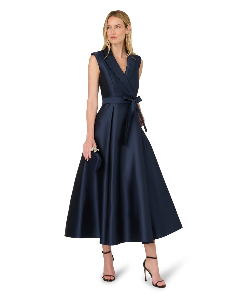 Vestido midi de mujer liso - Adrianna Papell - Azul marino Azul marino-3