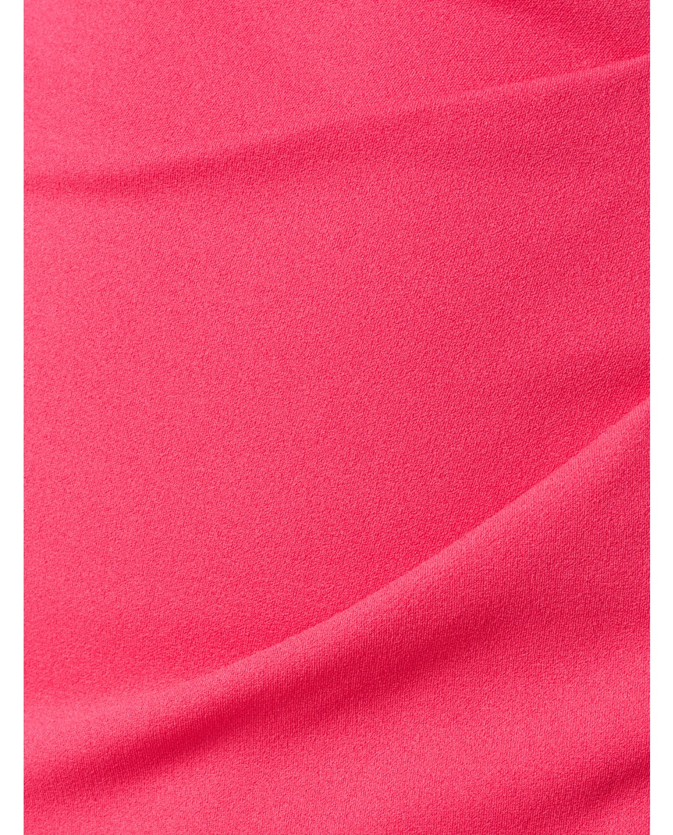 Vestido drapeado con lazo al hombro - Adrianna Papell - Rojo Rojo-4