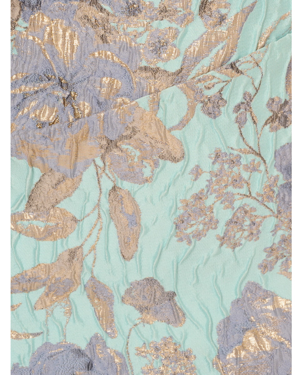 Vestido largo jacquard floral con escote asimétrico - Adrianna Papell - Azul / Blanco Azul / Blanco-4