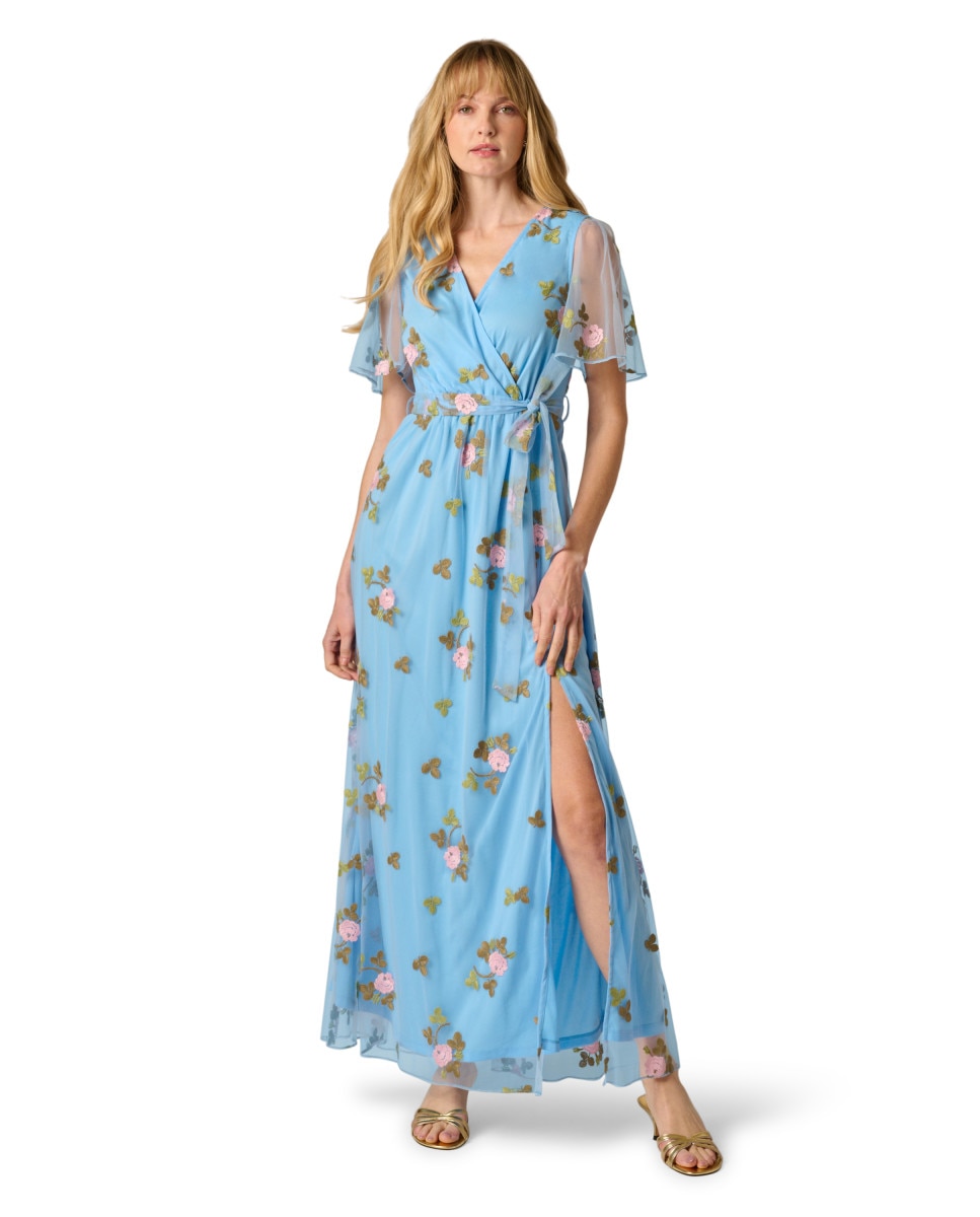 Vestido floral con escote cruzado - Adrianna Papell - Azul celeste Azul celeste-1