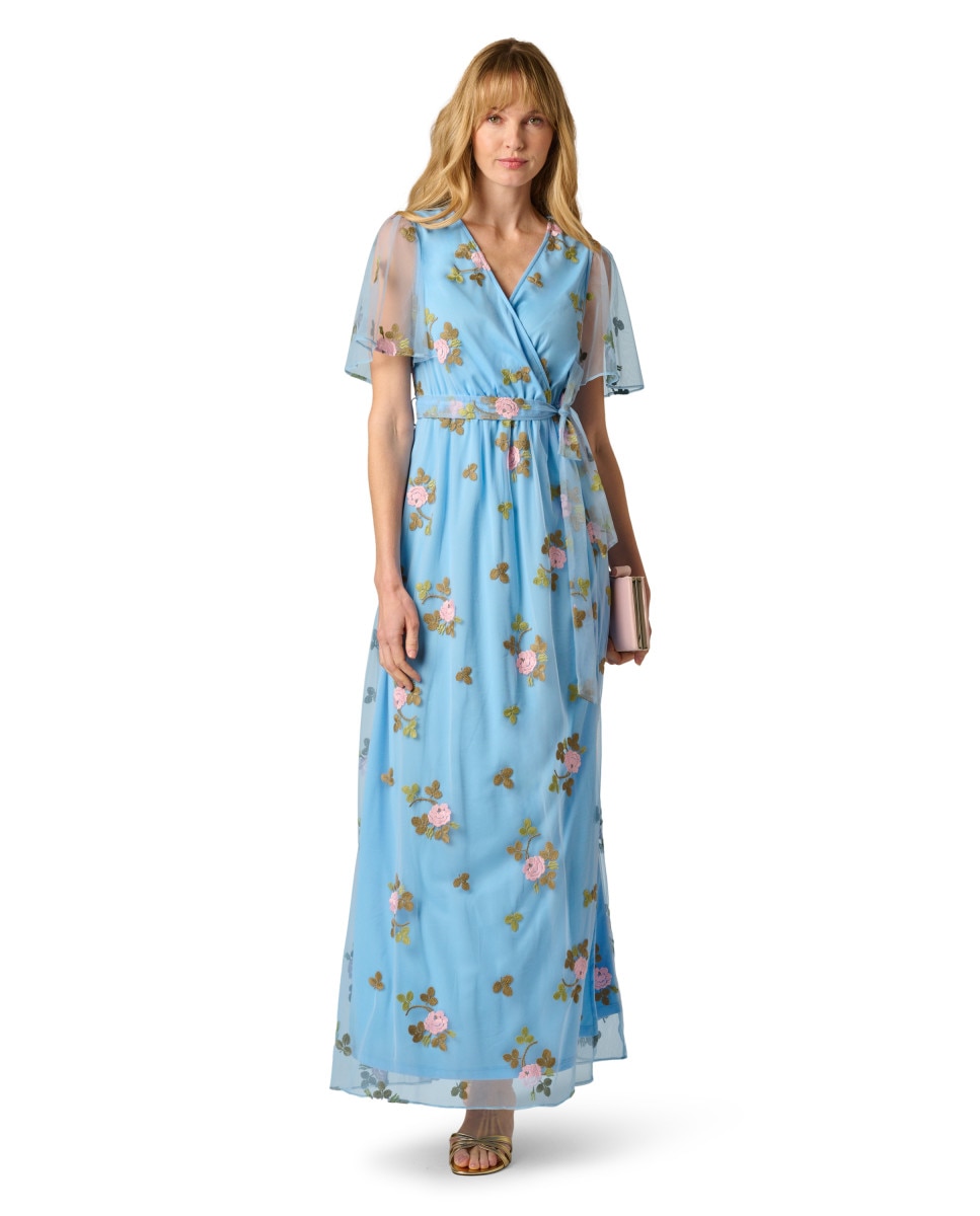Vestido floral con escote cruzado - Adrianna Papell - Azul celeste Azul celeste-3